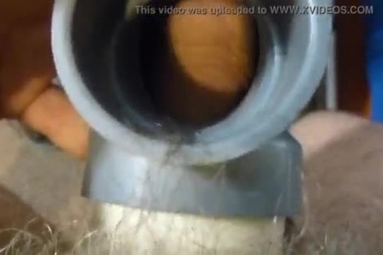 Vacuum cleaner suck and wank with cum