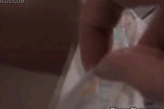 Young teen slut drinking her piss from diaper